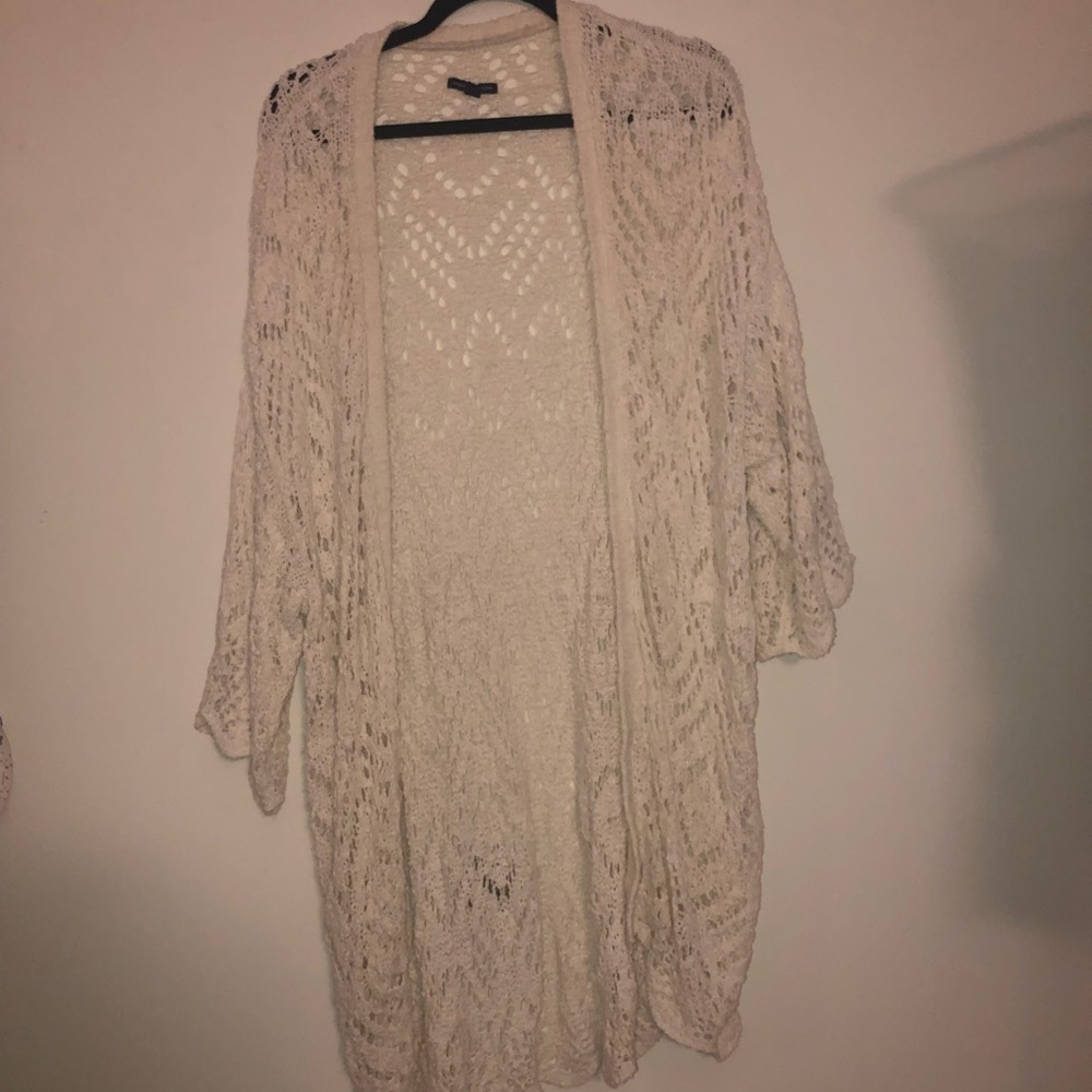 woven long cardigan AEO